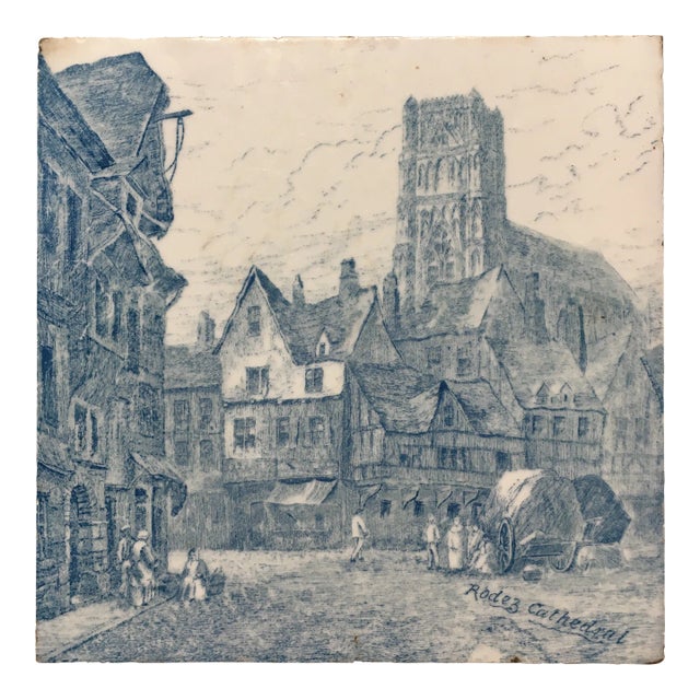 Minton Views Series Tile of Rodez Cathedral, Swetnam - 1885 For Sale