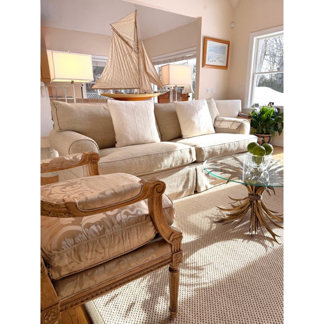 2000 - 2009 Custom English Country Roll-Arm Sofa in Tan Tweed For Sale - Image 5 of 18