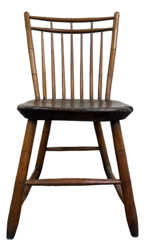 Antique American Windsor Farmhouse Style Plank Seat Dining Chair