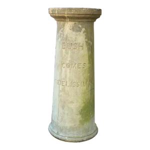 Early 20th Century Engraved Stone Garden Column/Pedestal