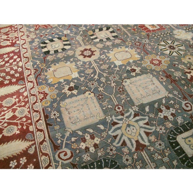 Galerie Shabab Collection Early 20th Century Indian Agra Large Square Carpet For Sale In New York - Image 6 of 9