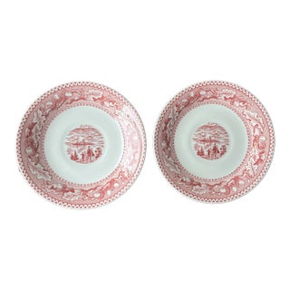 Vintage Royal China Memory Lane Pink Saucer Ny Harbor View Ironstone- Set of 2 For Sale