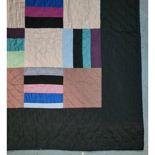19th Century Amish Roman Stripes Contained Bars Quilt For Sale - Image 5 of 7