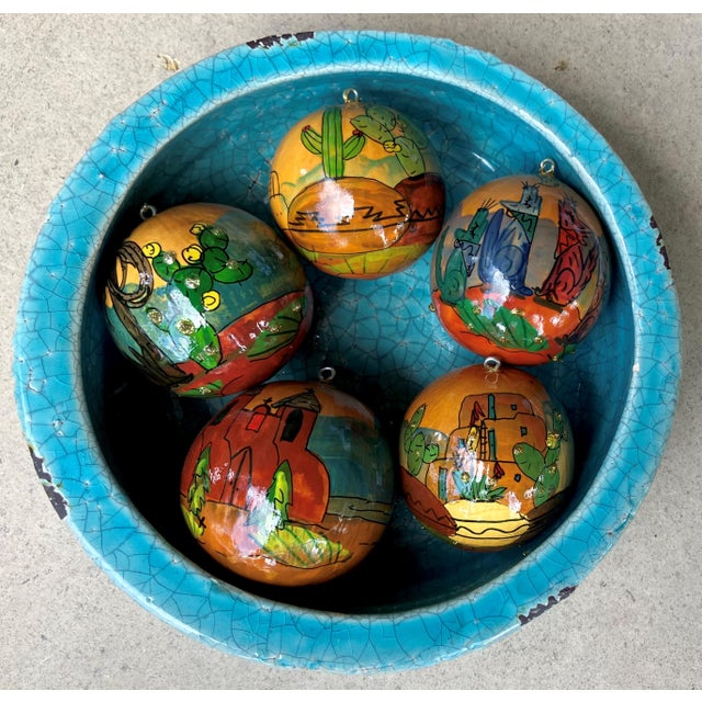 Excellent Pre-Owned Condition. Note: Turquoise colored raku-style bowl is included. Santa Fe, New Mexico has a long...