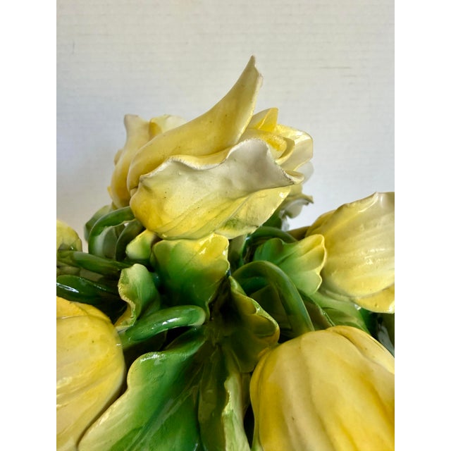 Vintage Italian Hand-Painted Yellow Tulip Majolica Bouquet Centerpiece For Sale - Image 10 of 12