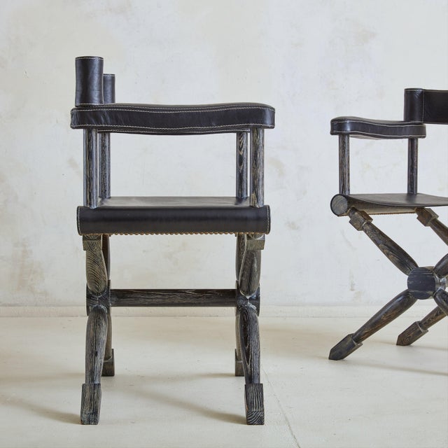 Jean-Michel Frank Pair of French Director Chairs in the Style of Jean-Michel Frank For Sale - Image 4 of 11