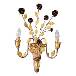 Hollywood Regency Florentine Wall Sconce, 1960s For Sale