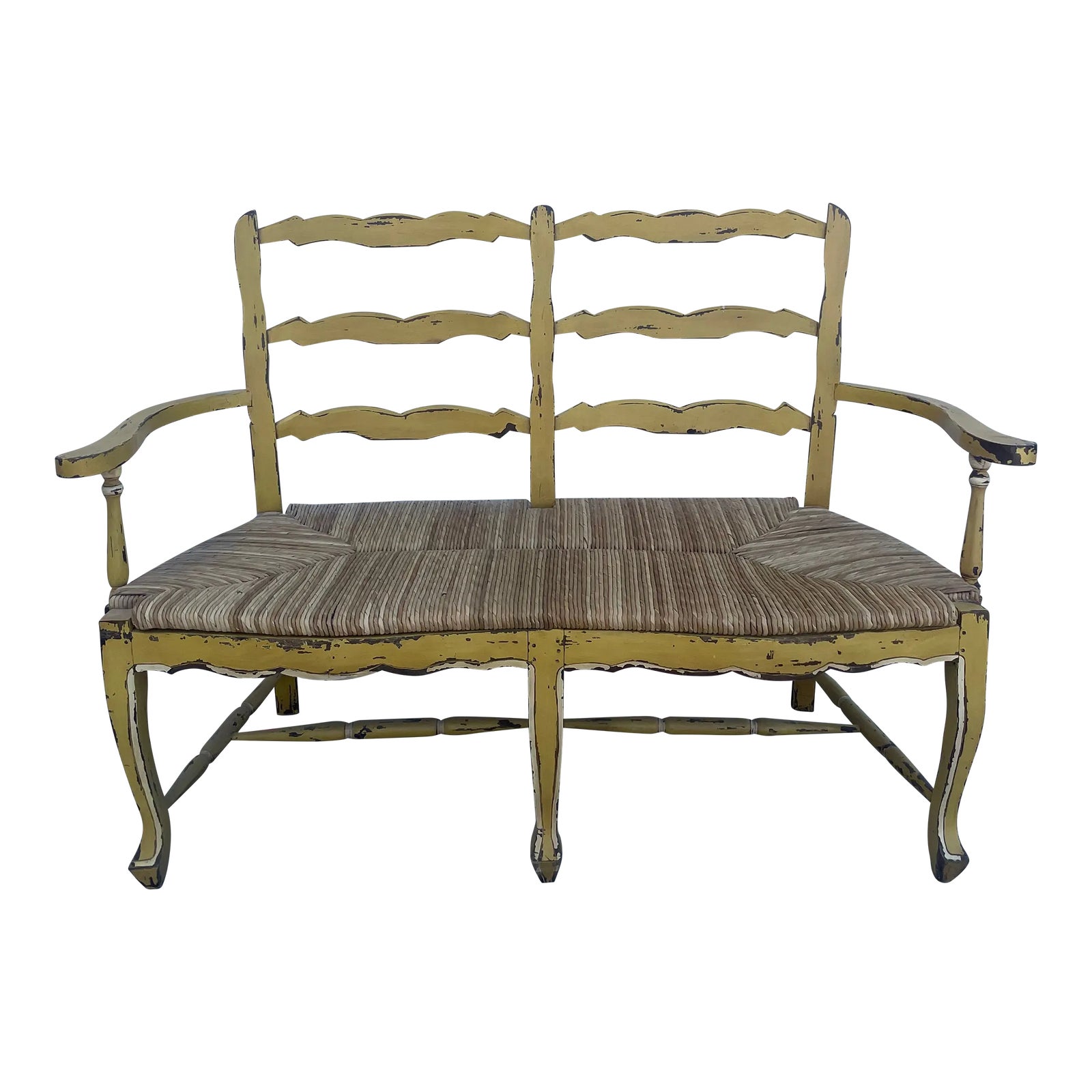 Country French Rush Settee | Chairish