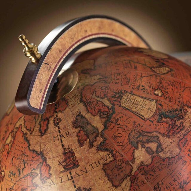 Early 21st Century Explora Globe in Honey Brown by Zoffoli Mappamondi For Sale - Image 5 of 10