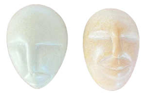 Pair of Hand Carved Soapstone Face Trinket Boxes