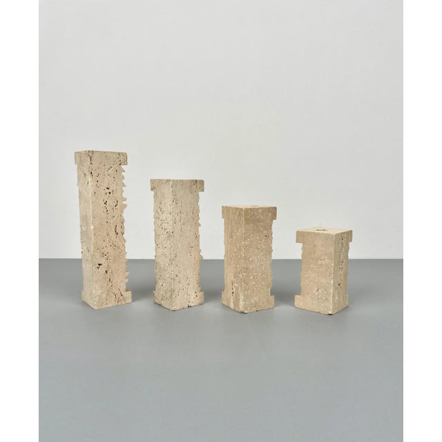Stone Italian Travertine Candleholder, 1970s, Set of 4 For Sale - Image 7 of 8