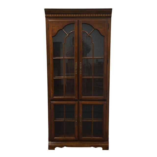 Traditional Late 20th Century Hooker Furniture Solid Cherry Traditional Style 34" Glass Front Display Bookcase / Wall Unit 77-584 For Sale - Image 3 of 10
