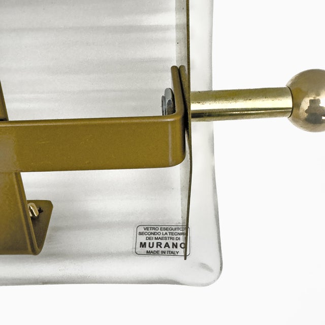 Italian Art Deco Style Murano Glass and Brass Sconces, 2000s, Set of 2 For Sale - Image 9 of 11