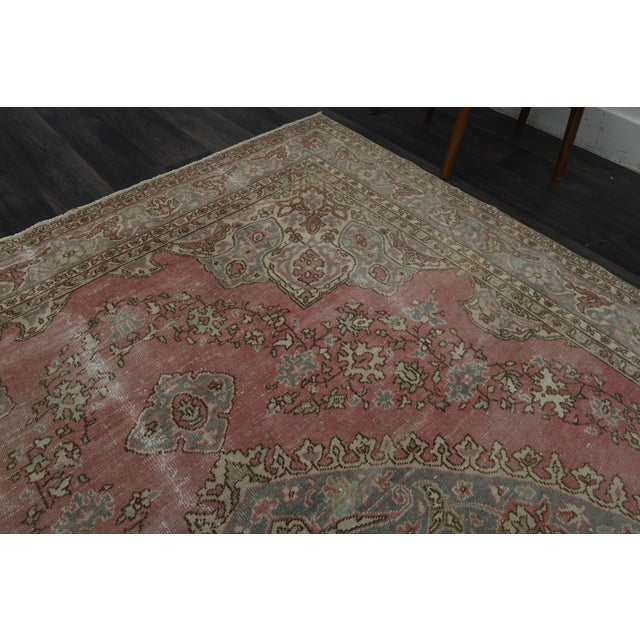1970s Vintage Persian Handmade Wool Cotton Pink Area Rug For Sale - Image 4 of 11