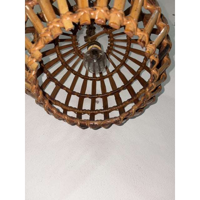 Beige Vintage Pendant Light in Bamboo, 1920 For Sale - Image 8 of 9