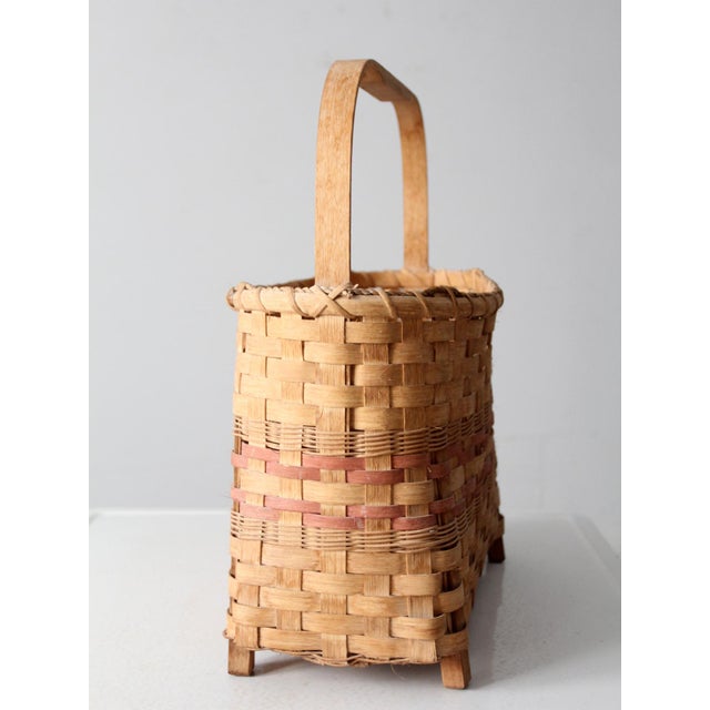 Vintage Footed American Splint Basket For Sale - Image 4 of 8