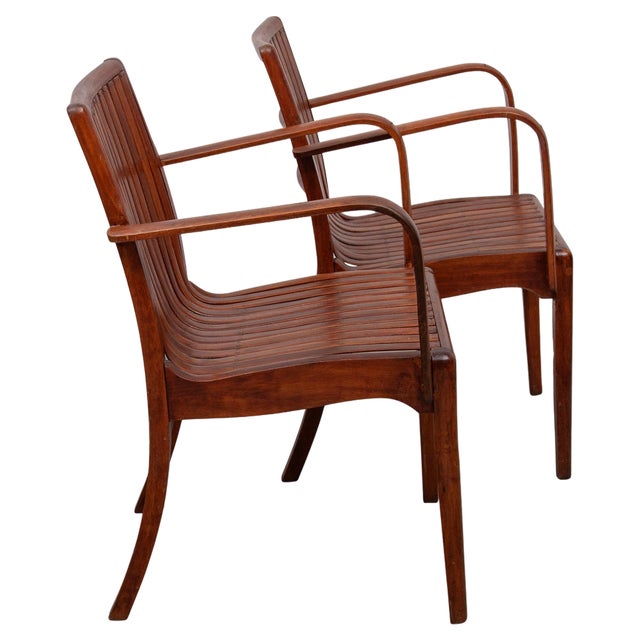 Art Nouveau Slatted Armchair attributed to Thonet, 1910 For Sale