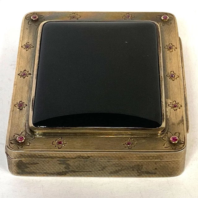 German Emil Brenk Gilt Sterling Silver, Onyx and Gemstone Cosmetic Case For Sale - Image 15 of 18