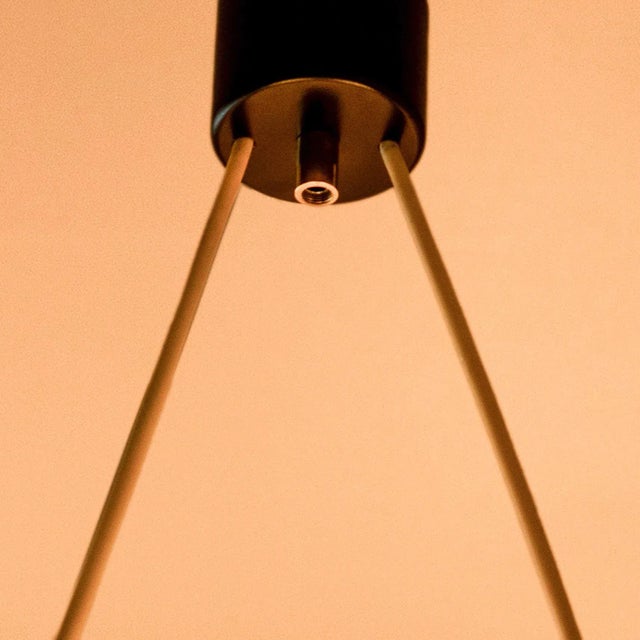 Mid-Century Modern Italian Ceiling Pendant with Opaline Glass Shades and Brass Details from Stilnovo, 1960s For Sale - Image 3 of 11