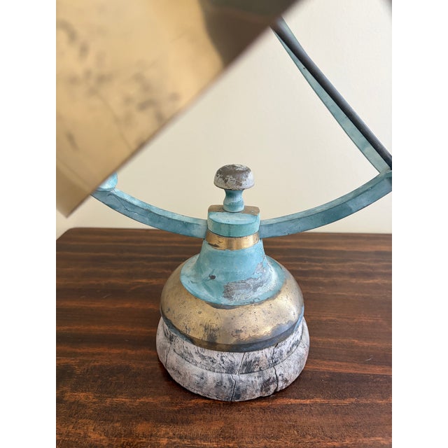 Vintage English Country Brass and Iron Verdigris Garden Armillary Sundial For Sale - Image 10 of 13