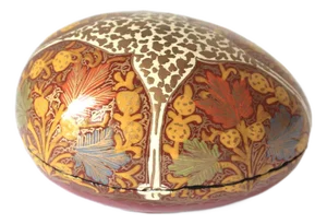 Vintage Kashmir Egg Trinket Box Handmade Papier Maché