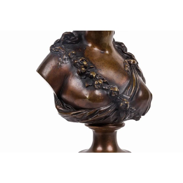 Pair of French Ormolu and Patinated Bronze Figural Busts on Porphyry Bases For Sale - Image 12 of 18