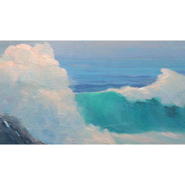 American Mid Century Northern California Rocky Shore Seascape by Cecil F. Chamberlin For Sale - Image 3 of 4
