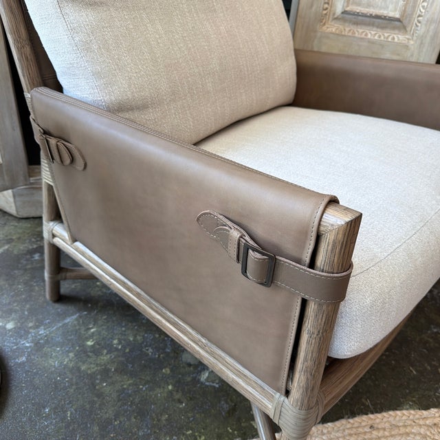 Modern McGuire Bercut Rattan Leather Chair For Sale - Image 3 of 12