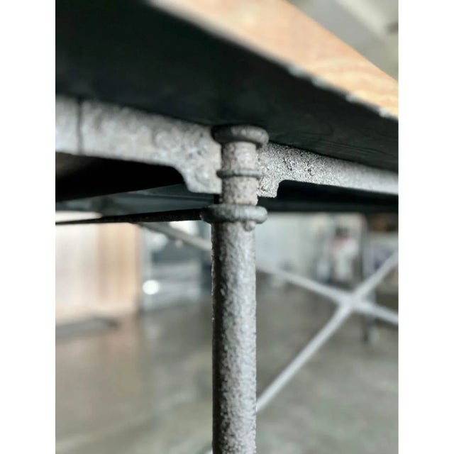 Restoration Hardware Vintage Solid Wood and Cast Iron Table 92” Long Restoration Hardware For Sale - Image 4 of 5