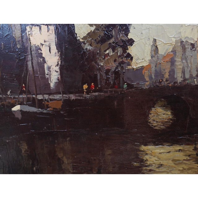 After Hein Hoppmann, German Expressionist Canal Scene, 1890s, Oil Painting For Sale - Image 5 of 12