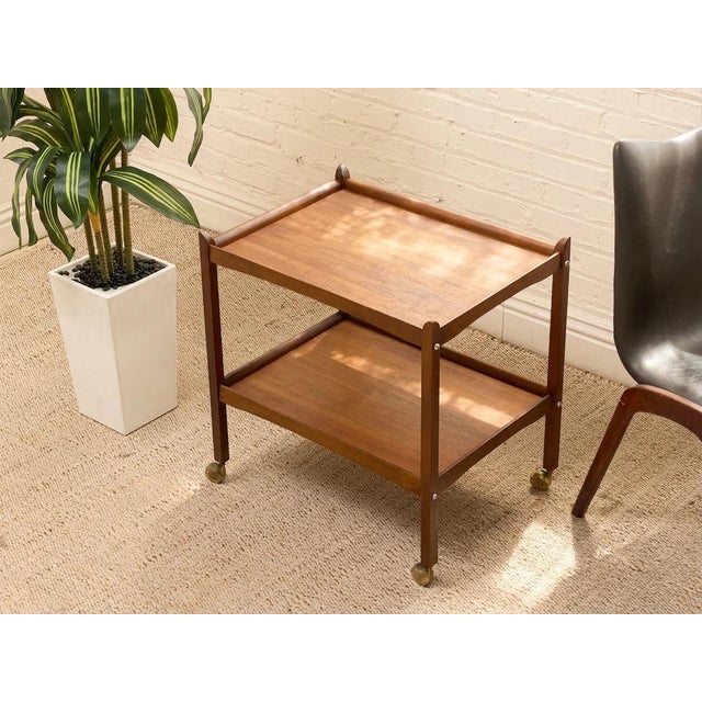 Mid-Century Modern Vintage Mid-Century Modern Two-Tier Wood Bar Cart For Sale - Image 3 of 12