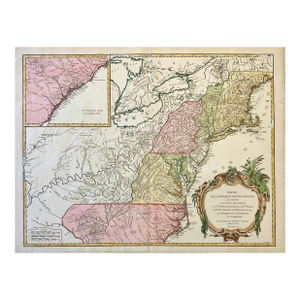 Antique Map of the Eastern United States and Ohio River Valley by Vaugondy, 1755