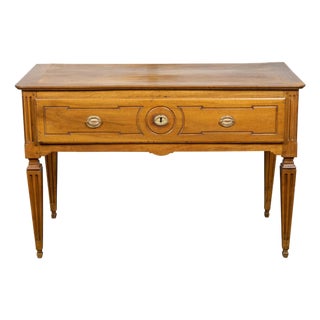 French Louis XVI Style 19th Century Walnut Table with Single Carved Drawer For Sale