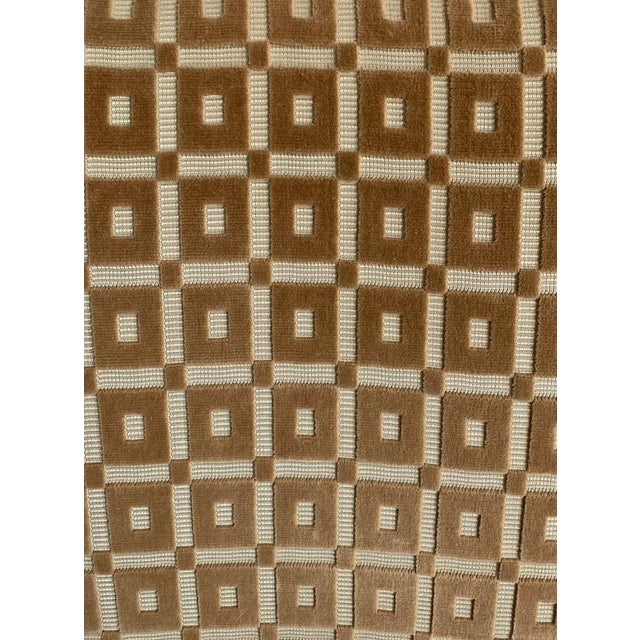 Chestnut 1930s Set of 6 French Art Deco Chestnut Dining Chairs in Geometric Silk Velvet For Sale - Image 8 of 10