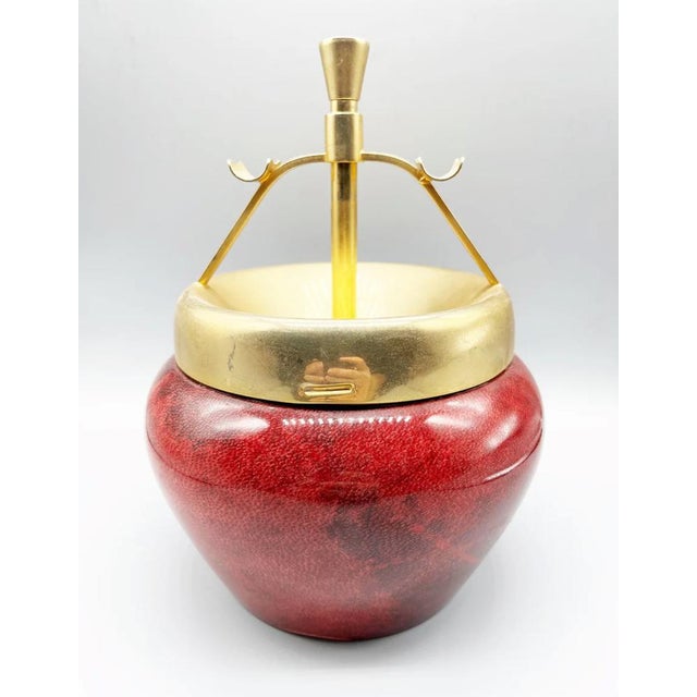Large Ashtray in Brass and Parchment Top by Aldo Tura, 1950s For Sale - Image 3 of 5