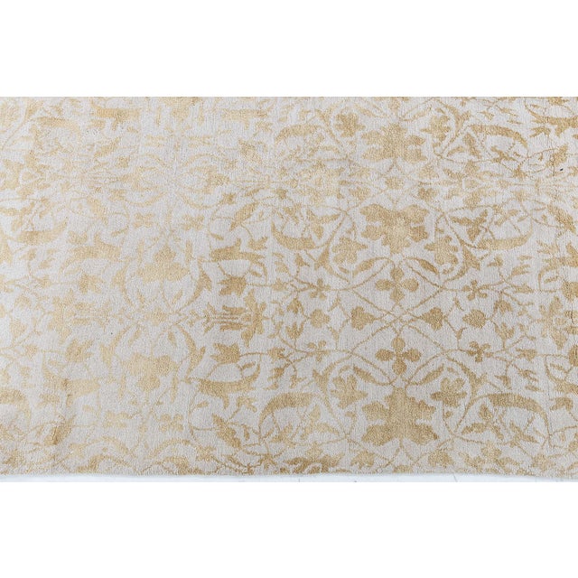 Textile Modern Damask -Vine Soft Beige With Gray Silk Rug "Ornata" by Doris Leslie Blau For Sale - Image 7 of 7