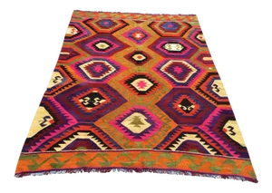 Bohemian Colorfull Handmade Kilim - 74" X 100"