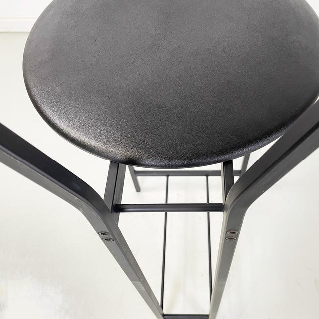 Italian Modern High Stool in Black Metal and Rubber, 1980s For Sale - Image 13 of 15