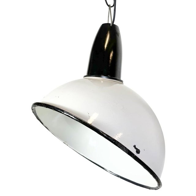 Industrial Soviet White Enamel Pendant Lamp, 1960s For Sale - Image 18 of 18