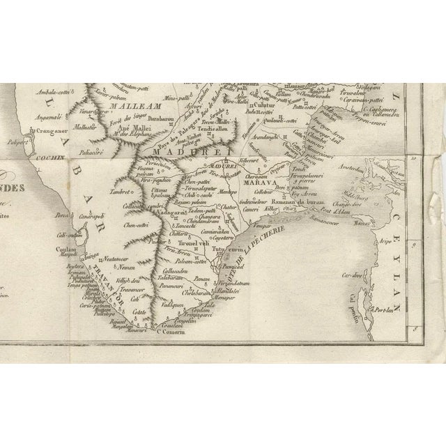 Antique French Map of Southern India by Danville, 18th Century For Sale - Image 5 of 10