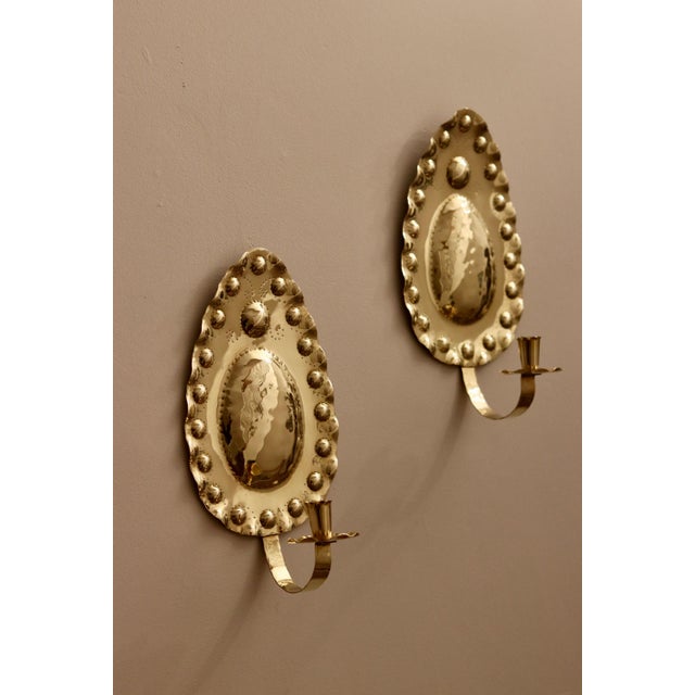 Mid-Century Swedish Brass Sconces, Set of 2 For Sale - Image 6 of 7