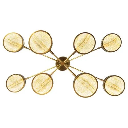 Luxury chandelier, made from thin pieces of translucent onyx. Ideal to be hung over a dining table, with versatile...