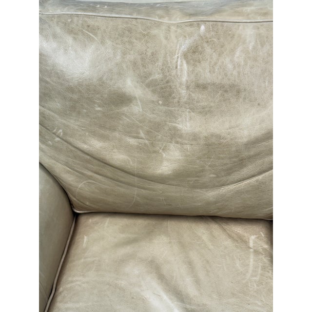 Benchmade Tipped Ivory Leather Arm Chair For Sale In San Francisco - Image 6 of 12