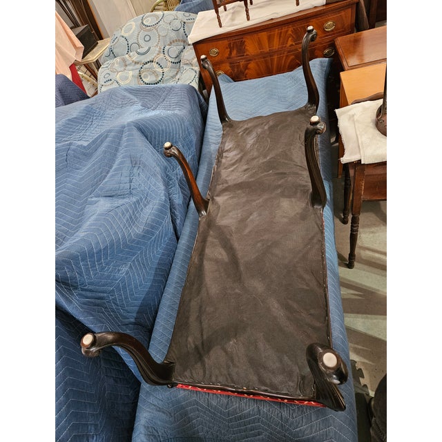 Red and Gold Upholstered Bench For Sale - Image 14 of 14