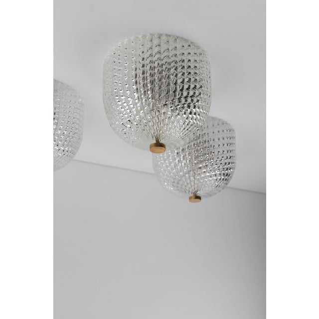 Mid-Century Modern Murano Glass Ceiling Lamp from Venini, 1940s, Set of 3 For Sale - Image 3 of 11