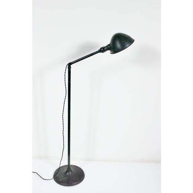 Early 20th Century Edwardian C. J. Litscher Adjustable All Brass Verdigris Pharmacy Floor Lamp For Sale - Image 6 of 12