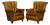 Vintage Art Deco Style Hand Dyed Leather Shell Chairs, Set of 2 For Sale