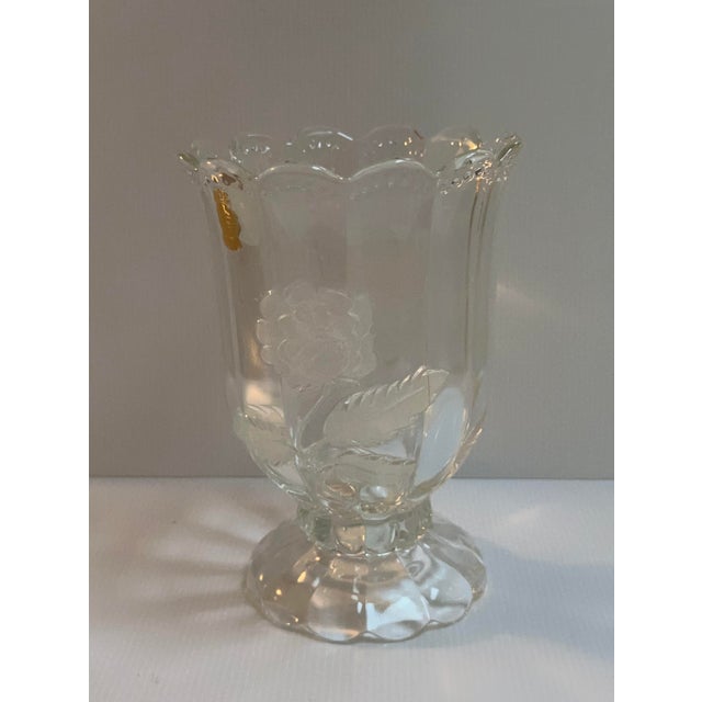 1970s Imperlux Bohemia Czechoslovakia Handcut Crystal Vase With Frosted Rose Etched For Sale In New York - Image 6 of 14