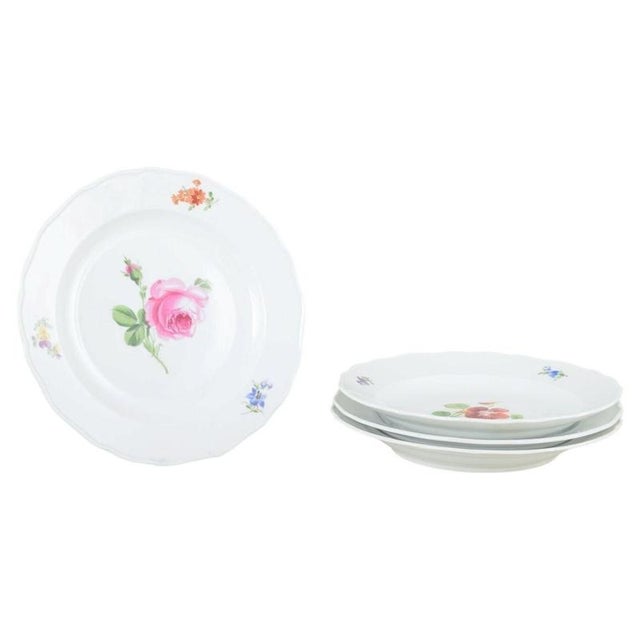 1930s Porcelain Plates with Floral Decoration by Meissen, Germany, 1930s, Set of 4 For Sale - Image 5 of 5
