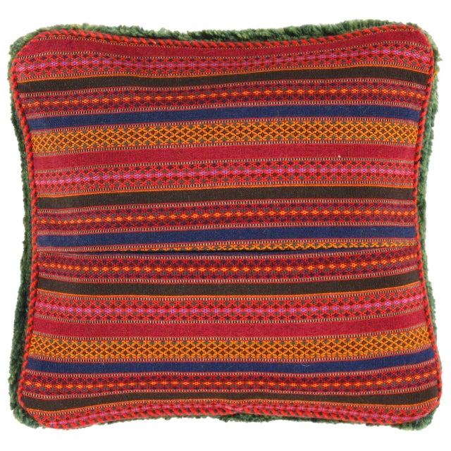 This Gabbeh pillow is made of high-quality LAMBS WOOL The piece was crafted with good workmanship. Gabbeh rugs are made by...
